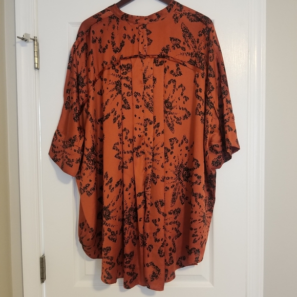 Free People Goddess Sleep Shirt Oversized Button Down Flowy Top Size M Clay - Picture 4 of 13